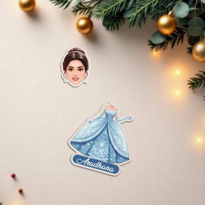 Personalized Cinderella Princess Sky Blue Dress Bobblehead Caricature Theme for Kids Birthday Gift, Kids Room & Home Decor Birthday Return Gift for Girls Battery Powered Shaking Head